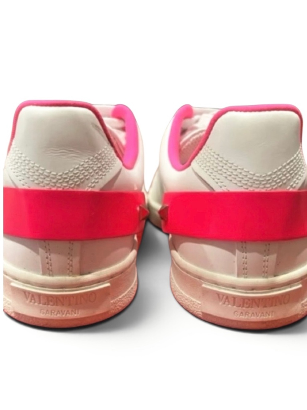 Valentino Women's Rockstud Neon-trim Leather Sneakers - Picture 4 of 7